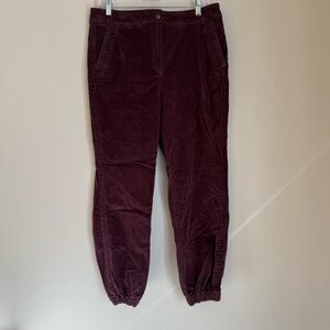 Boden Corduroy Gowrie Pants plum Cropped Jogger Stretch Mid Rise Size 8